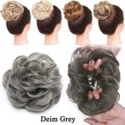 Real Natural Curly Messy Bun Hair Piece Scrunchie Hair Extensions as Human Grey