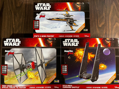 STAR WARS -Tie Fighter-Kylos Command Shuttle-Poes X-Wing Fighter-SnapTight- Lot