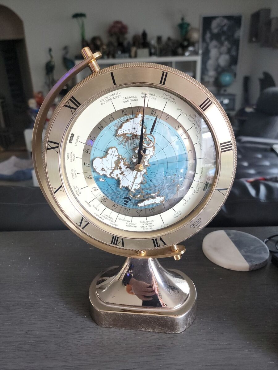 1990 Vintage Seiko Rotational World Globe Quartz Clock 1990 Vintage Seiko Rotational World Globe Quartz Clock