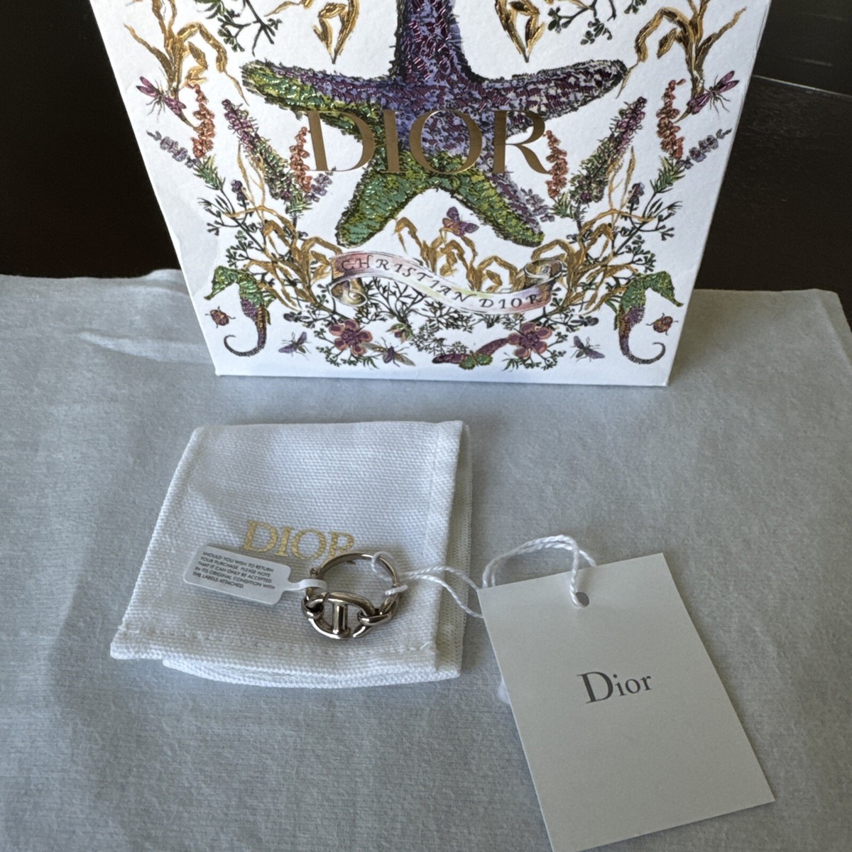 NEW with TAG Christian Dior WCJ CD RING silver Tone Size M Jewelry