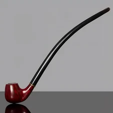 MUXIANG Briar Long Stem Churchwarden Pipe Smooth Gandalf Tobacco Pipe 9mm Pipe