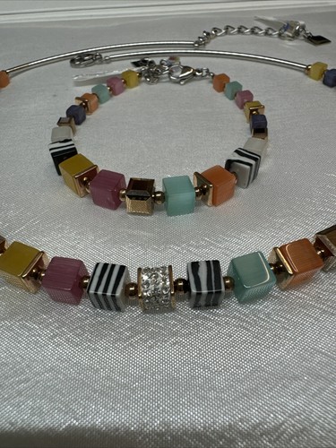 Couer De Lion ‘Geocube’ Necklace And Bracelet Set.Multicoloured.Stunning - Picture 6 of 11
