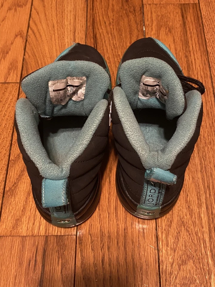 Nike Air Jordan 12 Retro GS Zapatos Talla 1Y Hyper Jade 510816-017 Negro Verde azulado Foto 3 de 4
