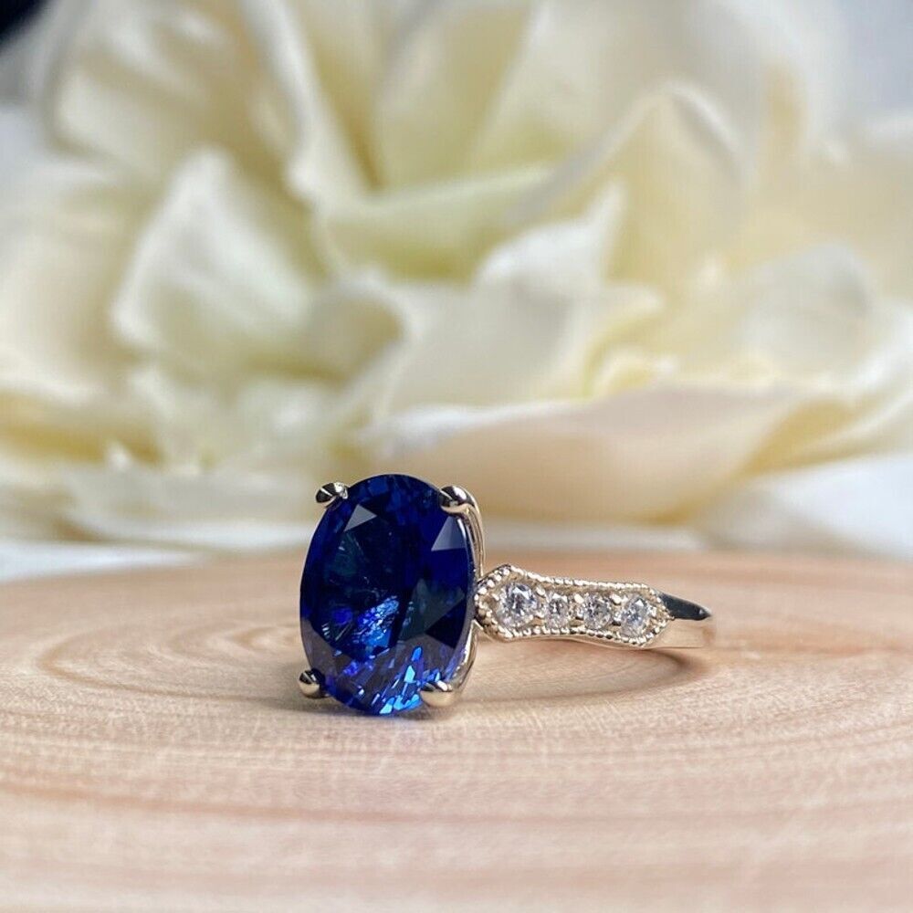 Solid 950 Platinum 4.04ct Certified Sapphire Wedd… - image 3