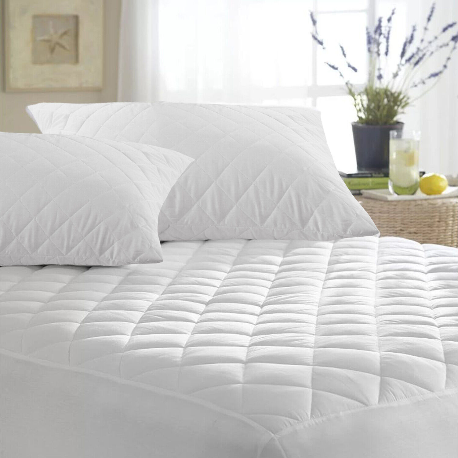 Image 01 - Extra-Deep-Quilted-Mattress-Bed-Protector-Fitted-Sheet-Cover-Double-King-Size