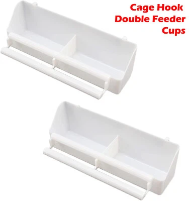 MCAGE Lot of 2 Double Bird Flight Plastic Seed Food Water Feeder Plastic Cups
