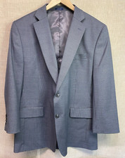 STAFFORD Travel Classic Fit Sport Coat 46R Gray Houndstooth Double Vent 2 Button