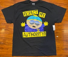 SOUTH PARK Cartman "Respect My Authority" Large Print Short Sleeve Tee SZ XL-NWT