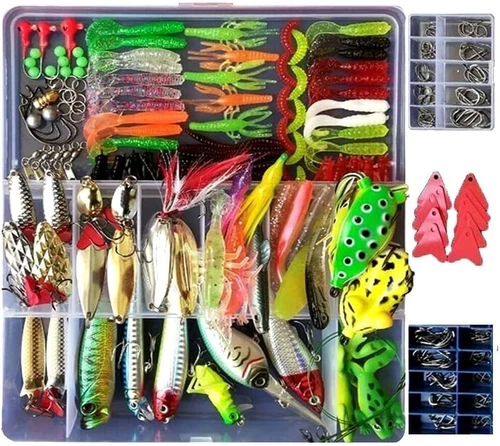 275 PCS Set Fishing Tackle Box Full loaded Accessories Hooks Lures Baits Worms