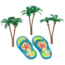1 Flip Flops Palm Tree Decoset Beach Tropical Luau Birthday Party Cake Topper