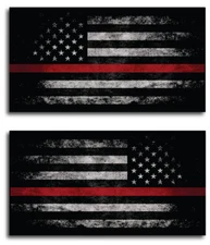 Thin Red Line Sticker Tattered American Flag Decal FIREFIGHTER Lives Matter IAFF
