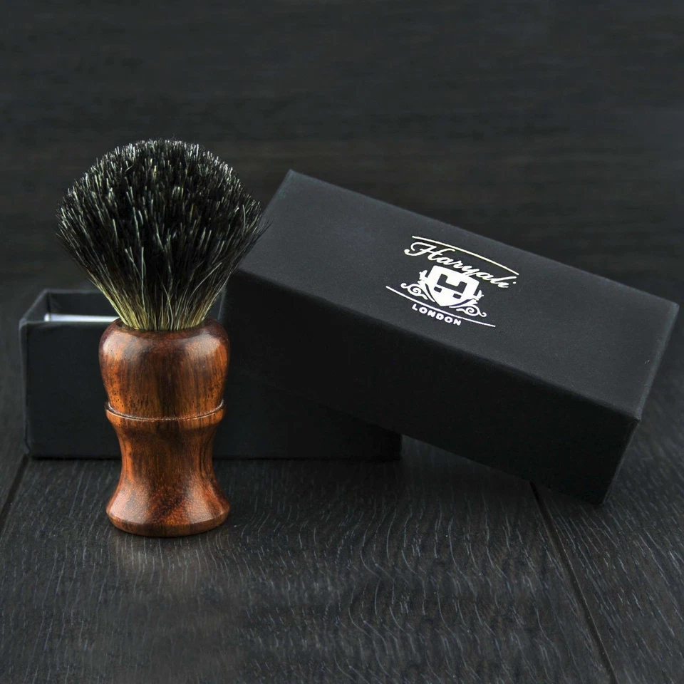 HARYALI LONDON BRAND NEW - 100% PURE BADGER HAIR SHAVING BRUSH for Men - Wooden Handle