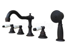 Oil Rubbed Bronze 5pcs Deck-Mount Roman Tub Faucet with Hand Shower Spray Ztf063