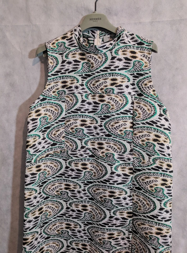 Vestido Rachel Comey Metálico Brillante Jacquard Diagonal Asimétrico Talla 8 Foto 3 de 4