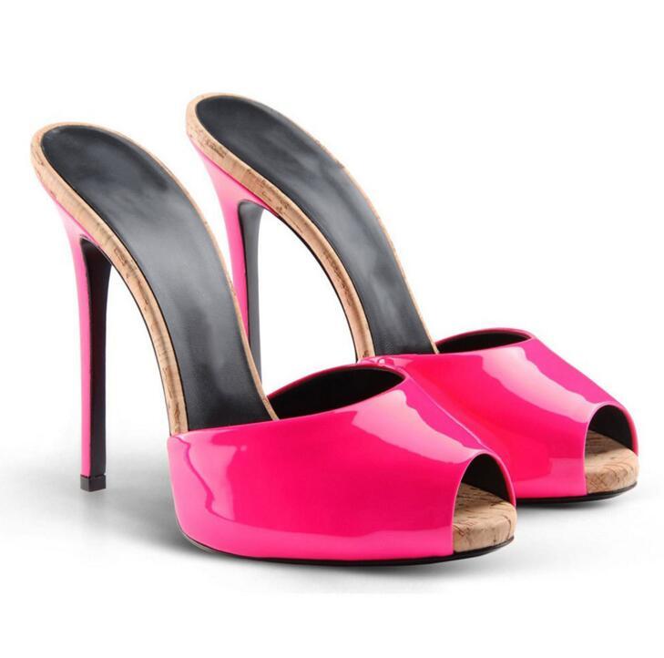 WOmens Open Toe Toe Toe High Heels Stilettos pink Red Mules Sandals patent Leather shoes d48e90 WOmens Open Toe Toe Toe High Heels Stilettos pink Red Mules Sandals patent Leather shoes d48e90
