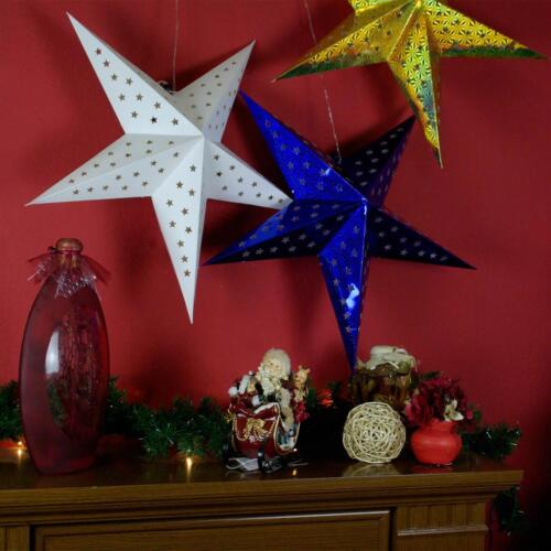 Papierstern 3D 10 LED blau Weihnachtsstern Faltstern Batterie mit Timer 5 Zacken - Bild 2 von 5
