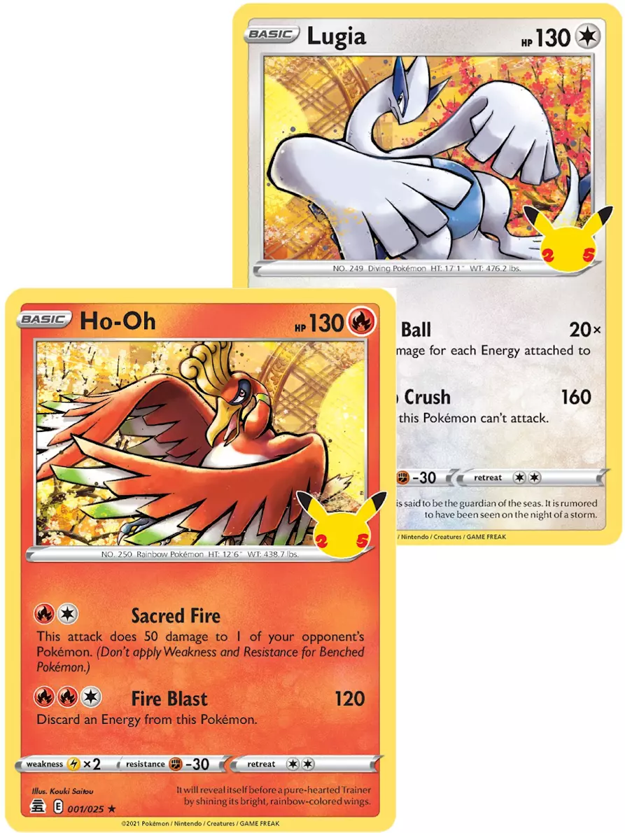 Pokemon Lugia & Ho-oh Holo celebrations cards