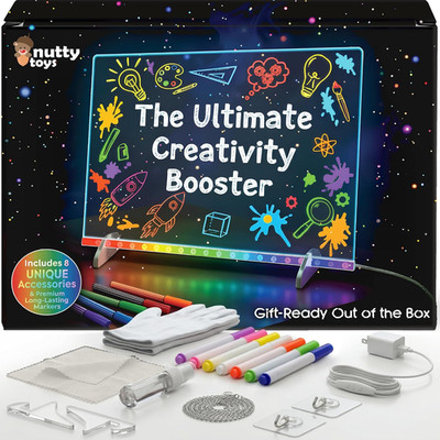 Magic LED Drawing Board - 10 Light up Modes - XL 16'' Dry Erase Glow Note Doodle