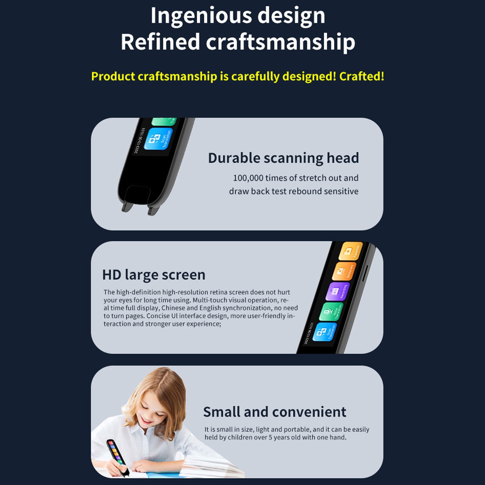 Scan Translator Pen 3.71in Screen 112 Languages Translation Dictionary Pen New