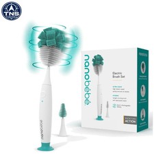 Nanobebe Electric Baby Bottle Brush Cleaner Rechargeable Teal Silicone