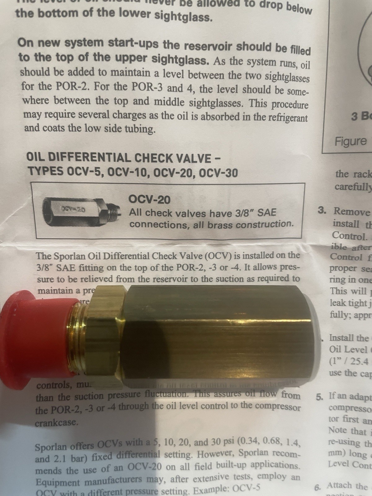 Sporlan Oil Differential Check Valve OCV-20 Brass Model OCV-20 MPN OCV-20