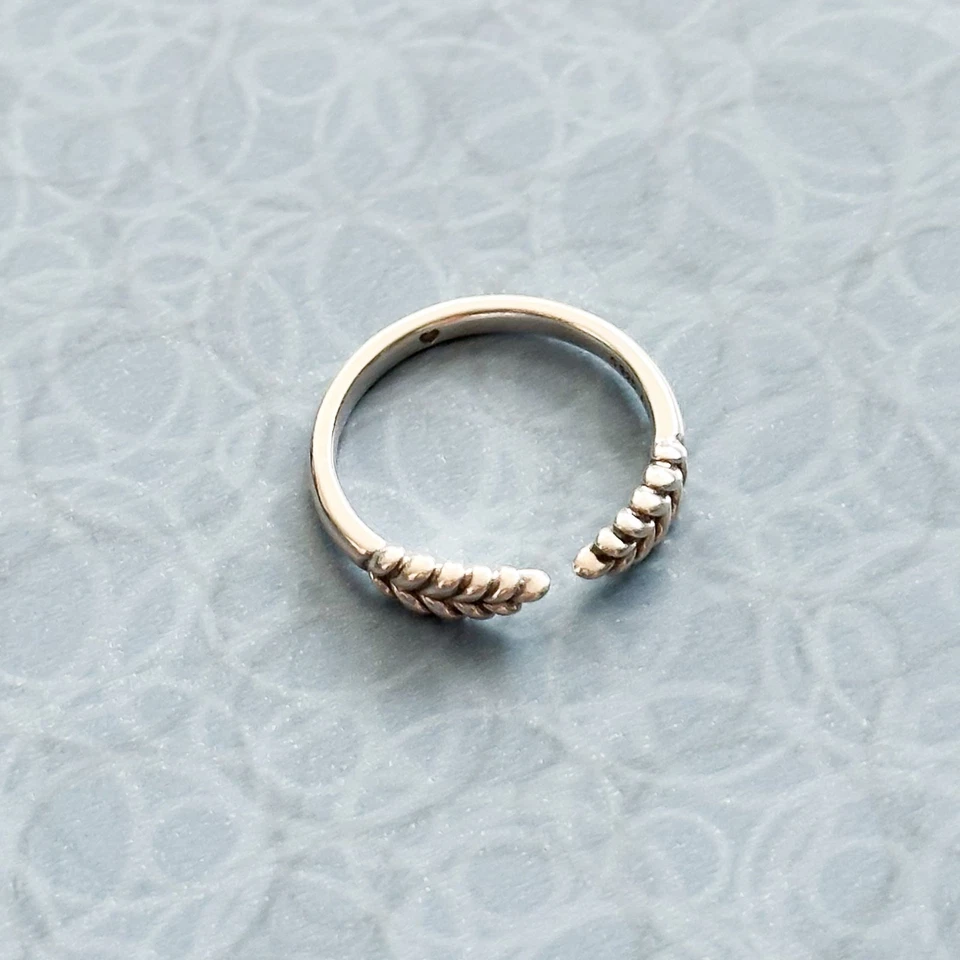 Pandora S925 ALE Silver Leaf Wrap Ring Size 8 | Authentic Open Band Design - Image 2 of 4