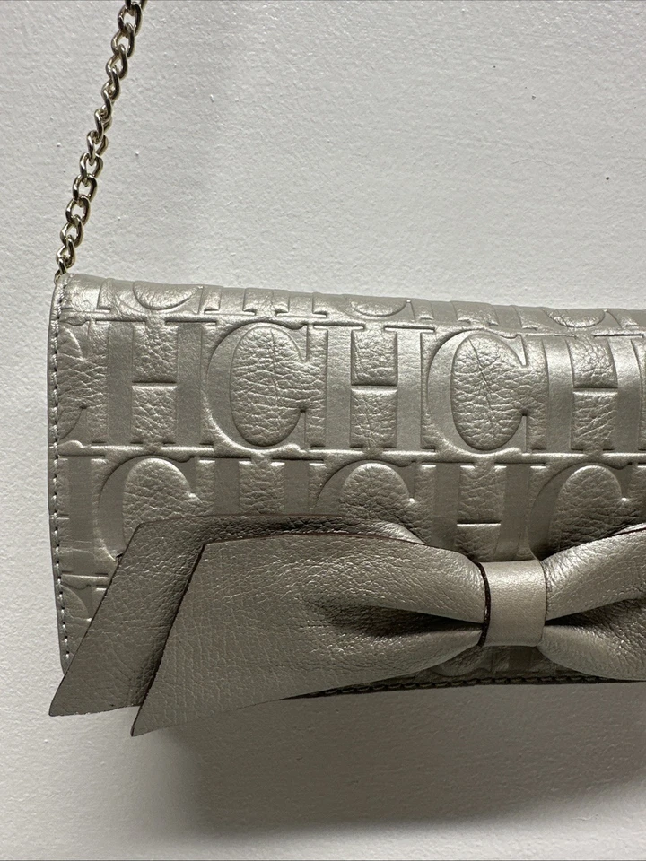 Carolina Herrera Audrey Cartera Bandolera de Hombro Bolso de Mano Monograma Cuero Dorado Foto 4 de 4