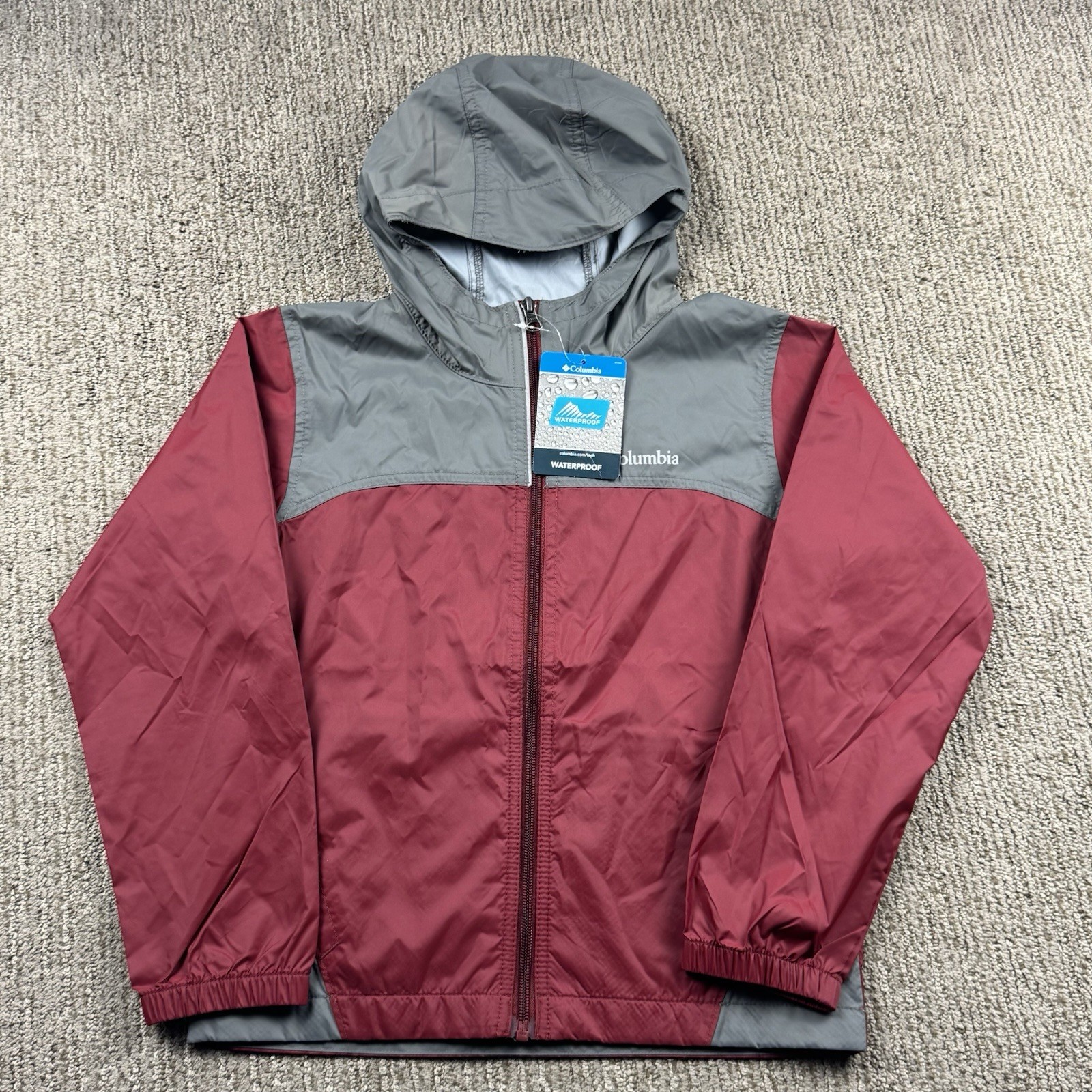 Columbia Youth S 8 Glennaker Rain Jacket Full Zip Hood Water