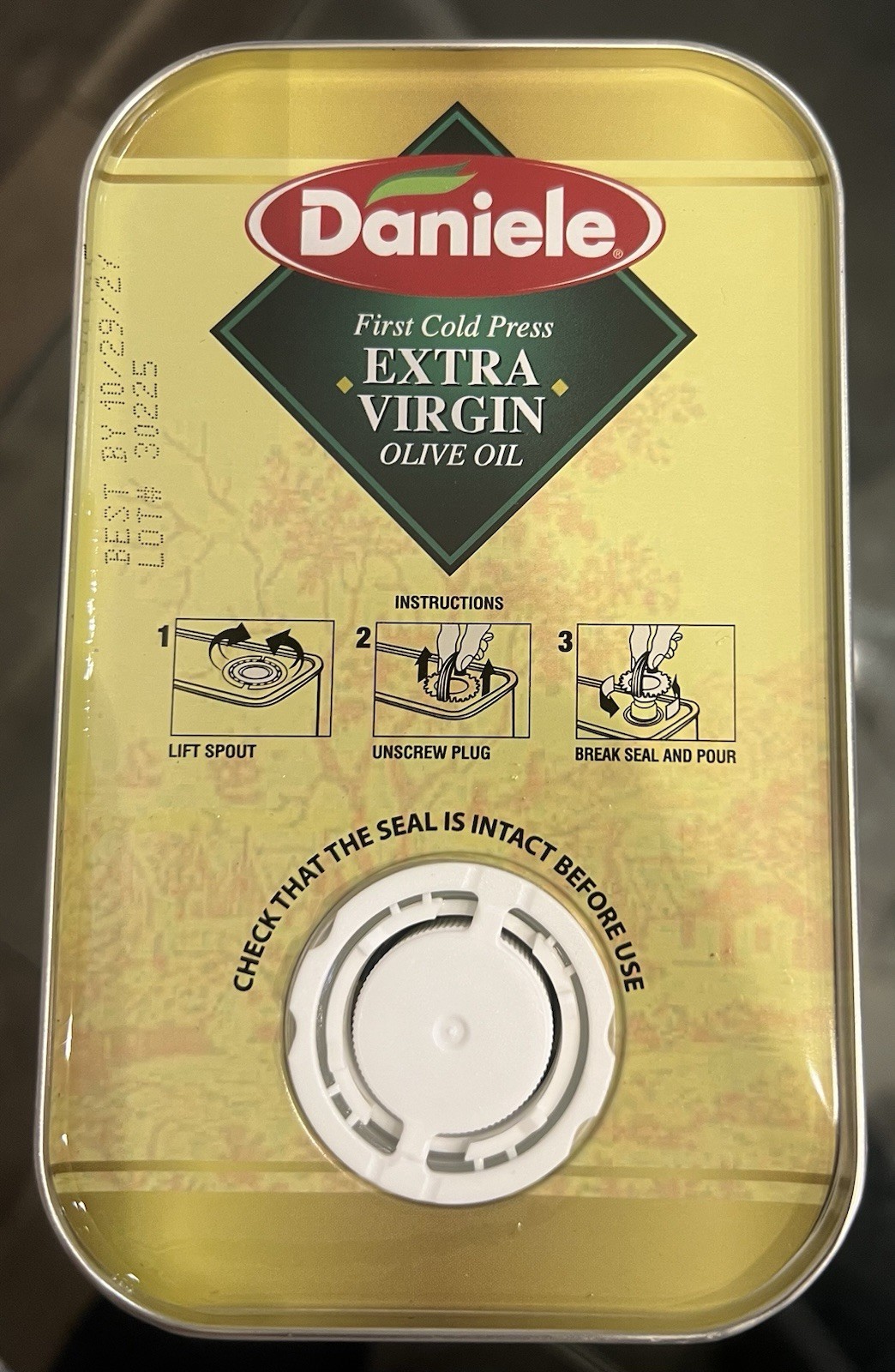 Daniele First Cold Press Extra Virgin Olive Oil 101 Oz 3L Metal Can 🆓Delivery🚚