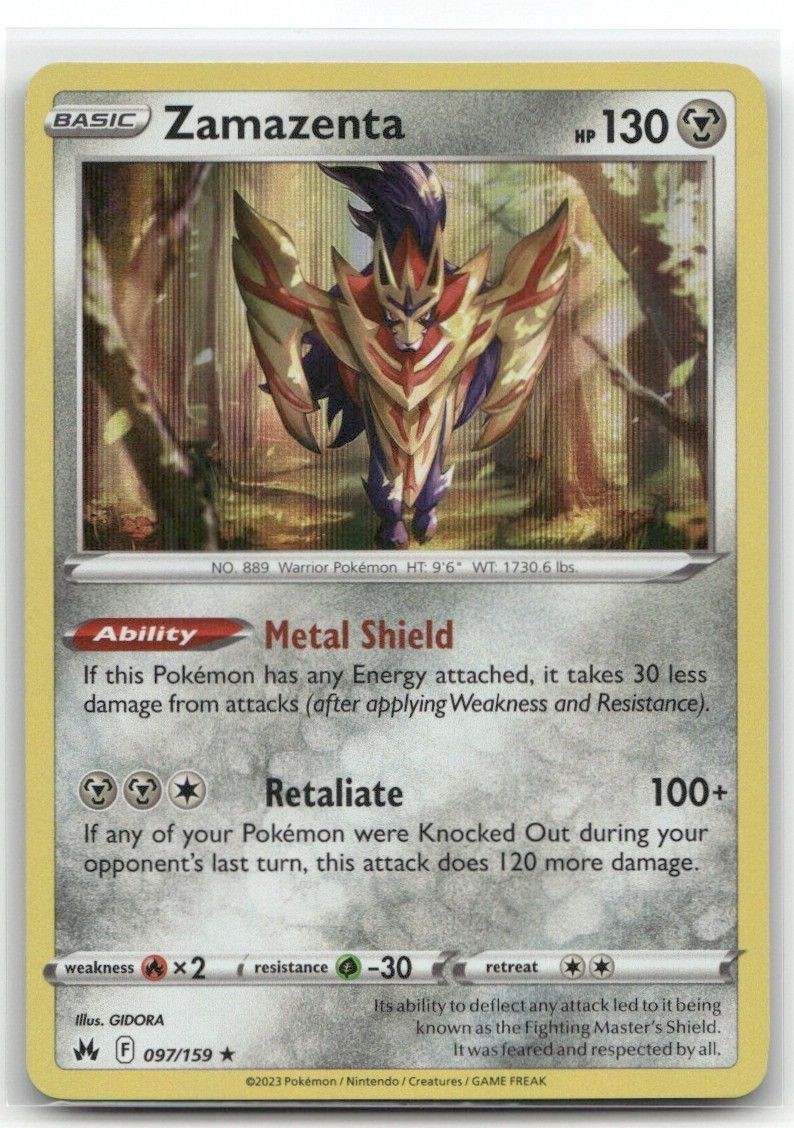 Pokemon Zamazenta 097/159 - SWSH: Crown Zenith - Holofoil - Near Mint - Holo Rar