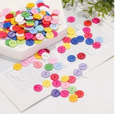9mm Small Colourful Buttons – 2 Hole – Mixed Colours Pack of 100, Craft, Sewing