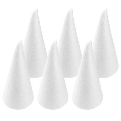 6pcs Foam Block 24cm Cone Shape White Foam Model for Modelling Kid Craft
