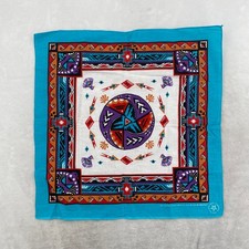 Wamcraft Bandana Unisex OS Turquoise Southwestern Tribal Vintage Made in USA 21"