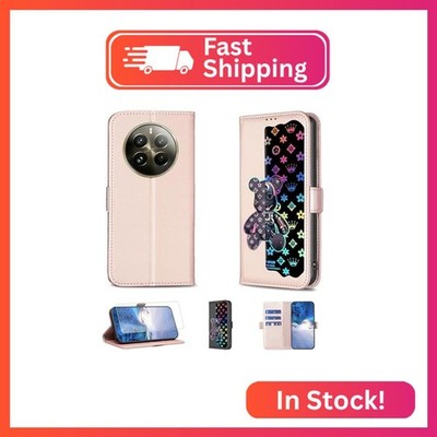 Case Compatible for Realme 12 Pro+Plus Phone Case Flip Stand Cover [with Tempere