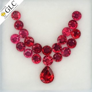 💎 GLC CERTIFIED 21pcs Lot 2.00ct t.w Round & Pear Natural Ruby Heated Gems