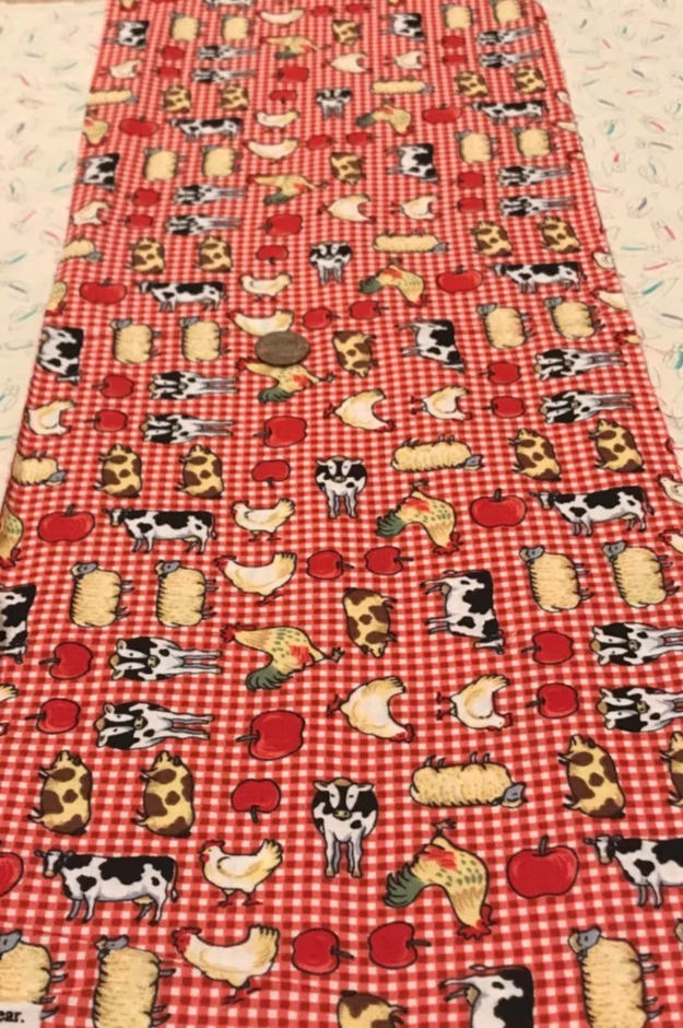 Farm Animals*Red Apples* Red & White Checkered* Concord * 100% Cotton * 8" x 22" - Image 2 of 4