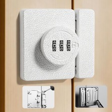 1 PC White 3Digit Keyless Combination Cabinet Bifold Closet Door Lock