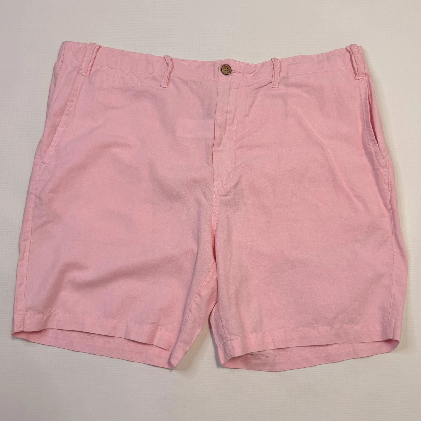Polo Ralph Lauren Shorts Mens 40 Pink Linen Cotton Chino 9 Inseam Straight Fit