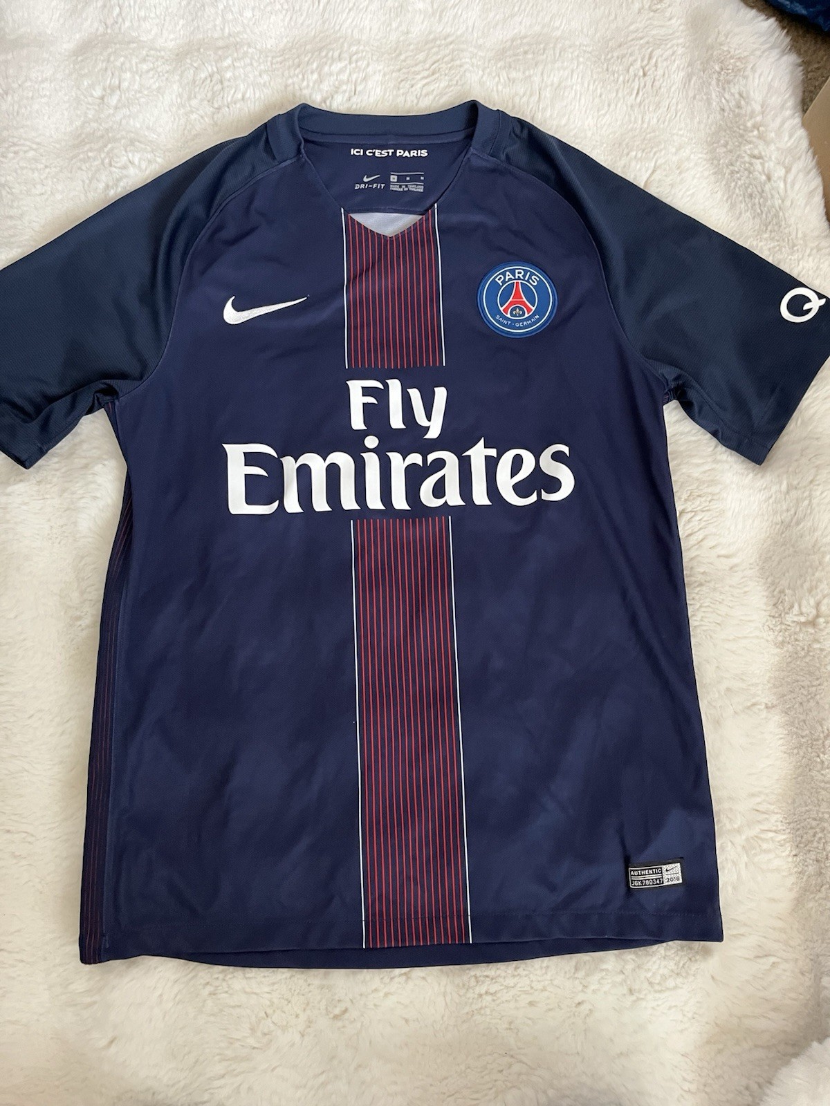 Nike PSG 2016 Authentic Jersey Paris Saint-Germain Home Shirt Kit Small Blue Mens