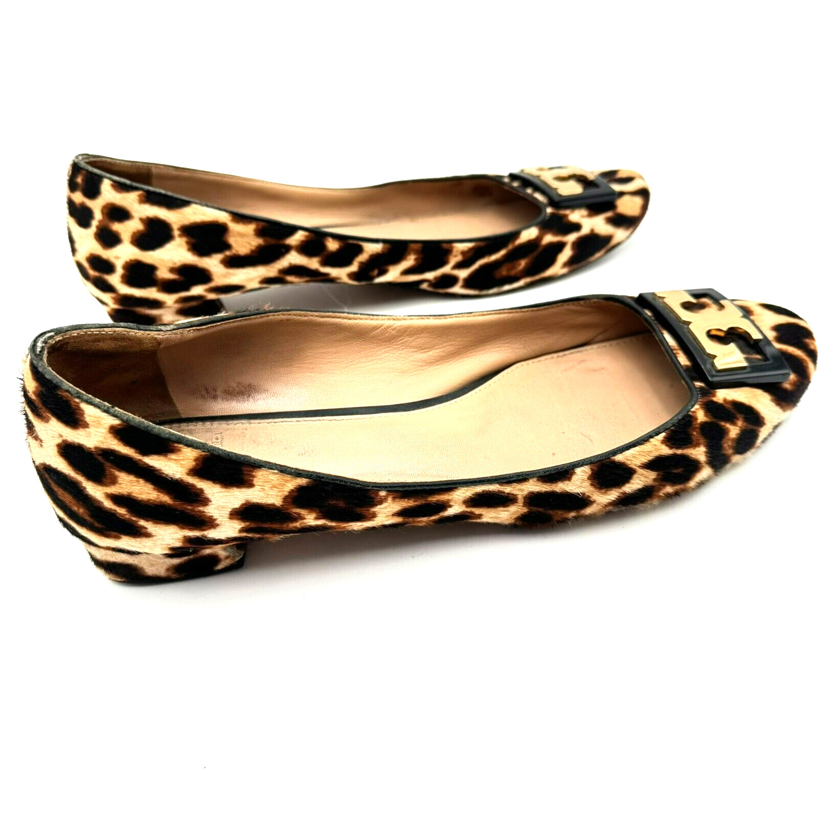 TORY BURCH Women's 10.5 Brown Haircalf Leather Gigi Leopard Print Ballet Flats thumbnail 2