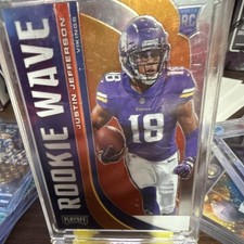Panini 2020 Playoff Justin Jefferson Rookie Wave Minnesota Vikings NFL Card RW-9. rookie card picture