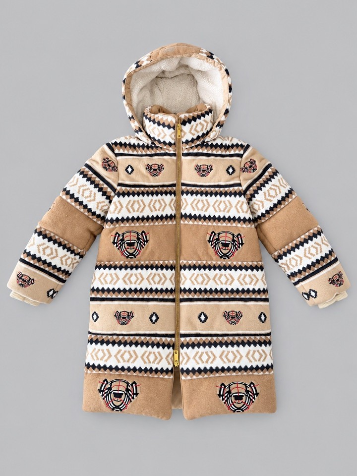 Burberry Kids Girls Beige Teddy Bear Winter Coat 8Y - Wool, Cashmere