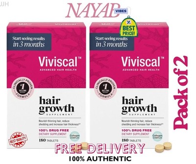 2pcs Viviscal Hair Growth Dietary Supplement 360 Tablets with Collagen Complex