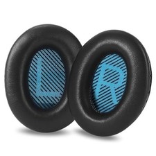 Thicken Lambskin Leather Ear Pads Cushions for QC 35 QC35ii, Soft Leather Black