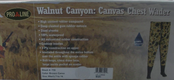 Proline 710-9 Camo 3 Ply Canvas Insulated Chest Wader Size 9 - Image 3 of 3