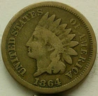 US 1864 Copper-Nickel Indian Head Cent  **