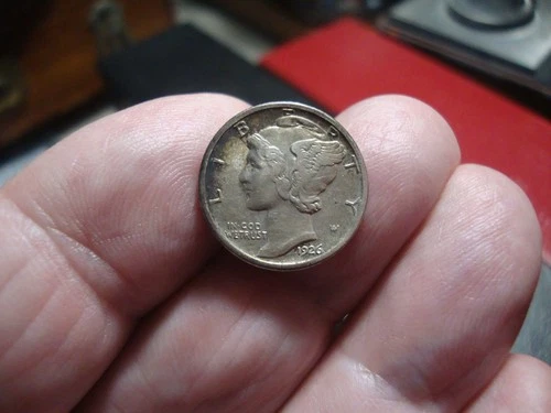 1926-D Mercury Dime XF, Album Edge Toning