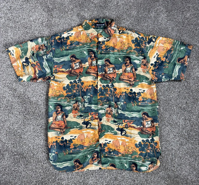 Vintage 90s 100% Silk Tropical Art Deco Shirt Resortcore Coastal Grandpa