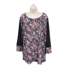 Cato Boho Thermal Shirt Women Size 18 20W Feminine Fall Floral Paisley Tunic