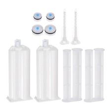 2Pcs 50ml 2:1 Epoxy Gun Adhesive Cartridge PP Dual Cartridge Push Rod Mix Tube